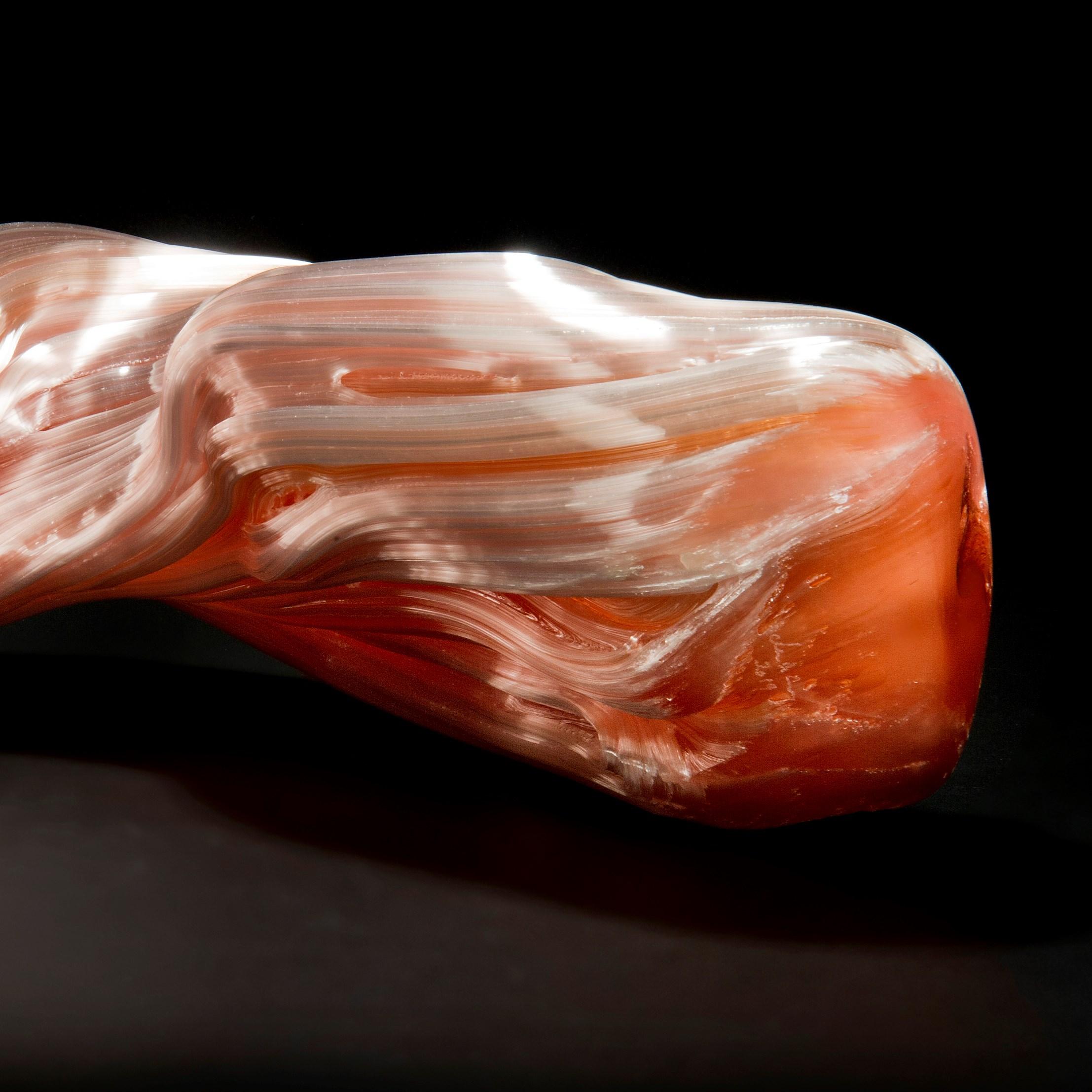 Curve in Coral, a Unique coral pink Glass Sculpture by Maria Bang Espersen In New Condition In London, GB
