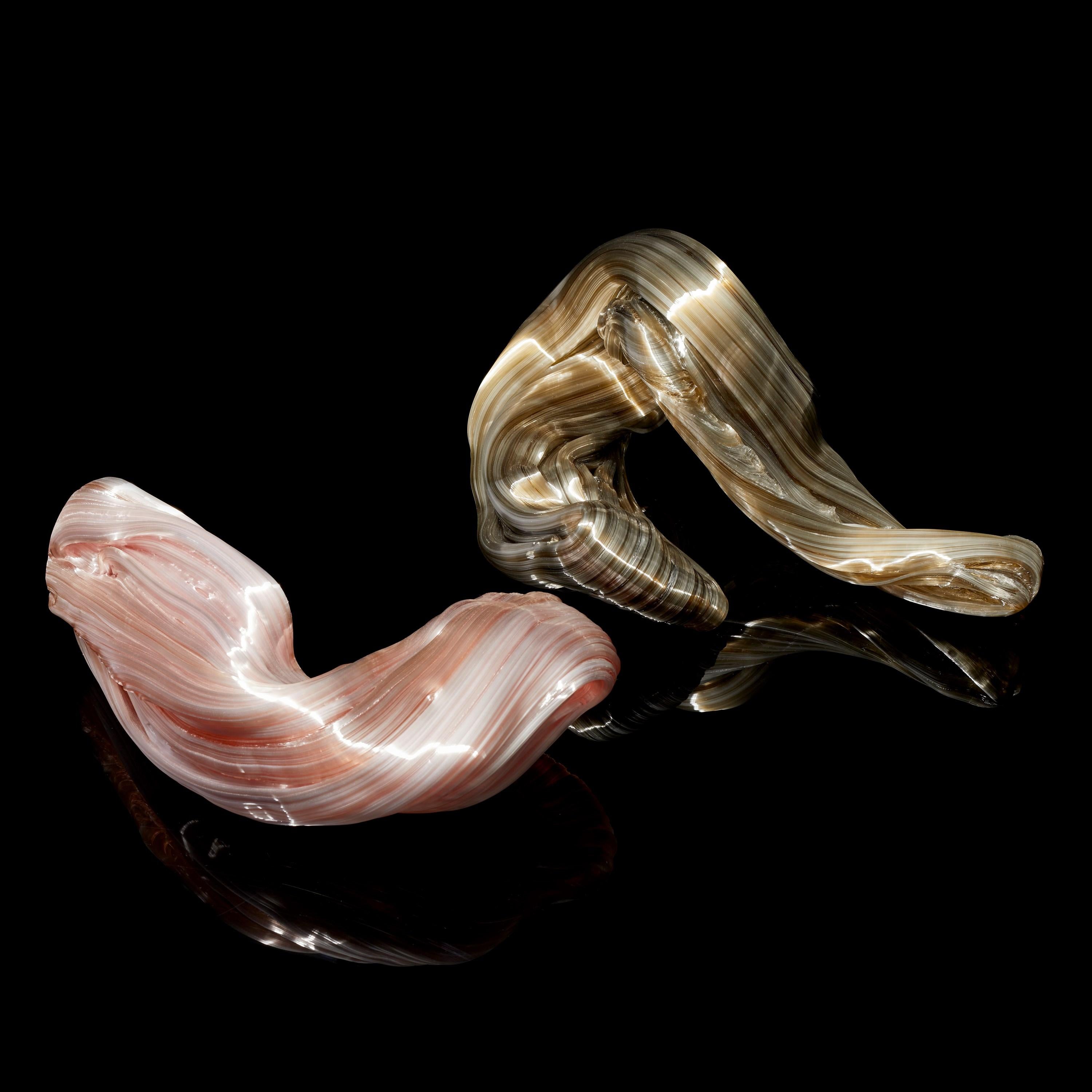 Art Glass Curve in Coral, a Unique coral pink Glass Sculpture by Maria Bang Espersen
