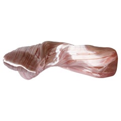 Curve in Coral, a Unique coral pink Glass Sculpture by Maria Bang Espersen
