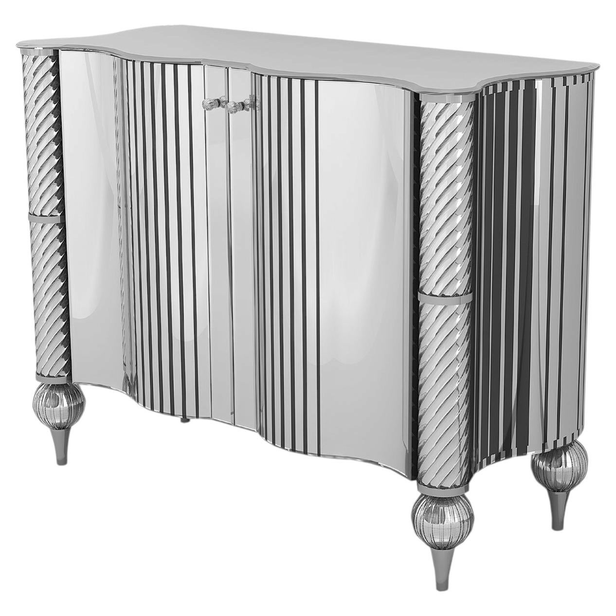 Curve Murano Glass Cabinet For Sale