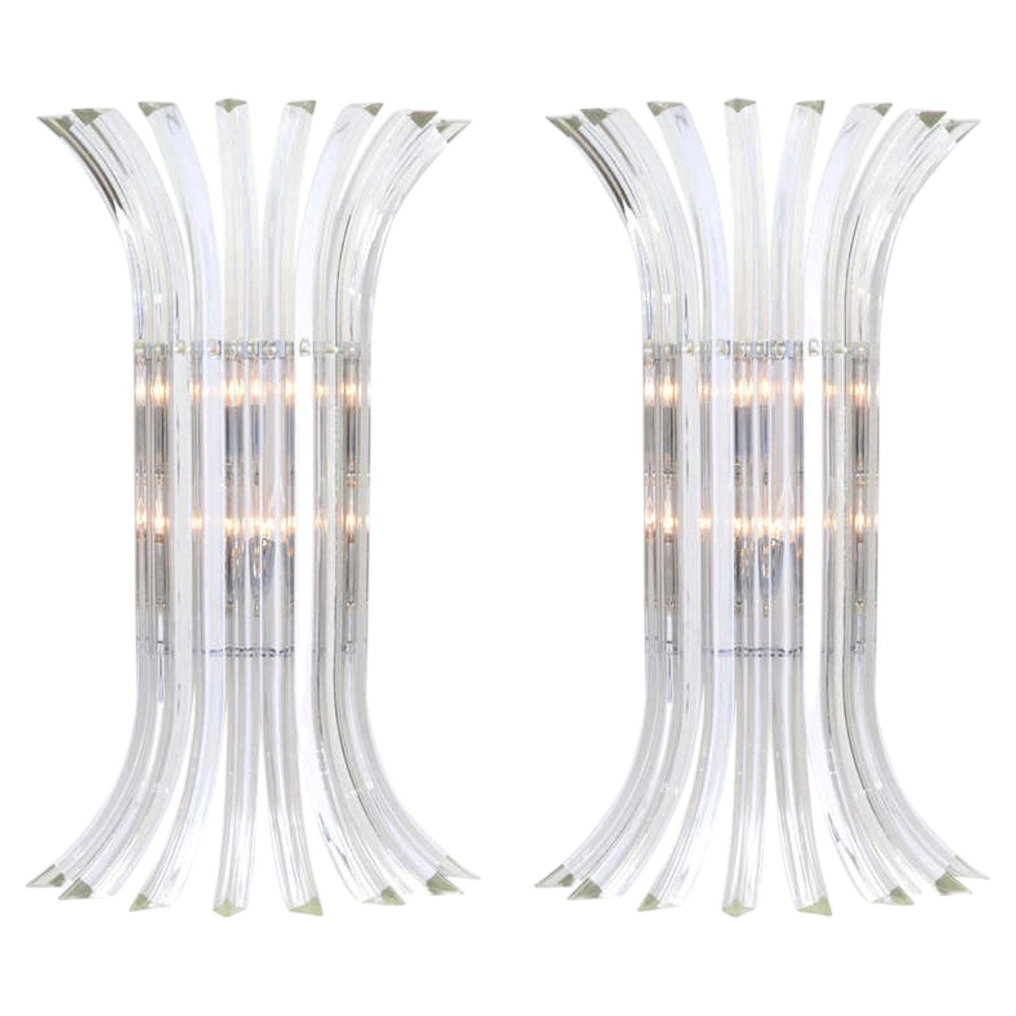 "Curve" Murano Glass Sconces in the Style of Venini For Sale