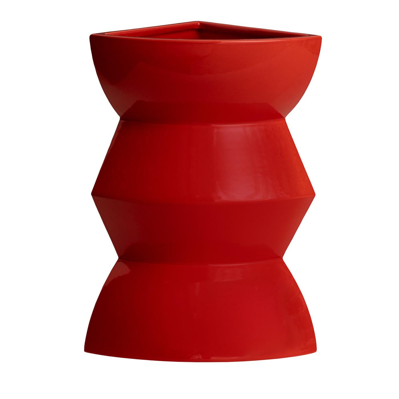 XXI secolo e contemporaneo Vaso in ceramica rosso Curve #4 di Zaven in vendita