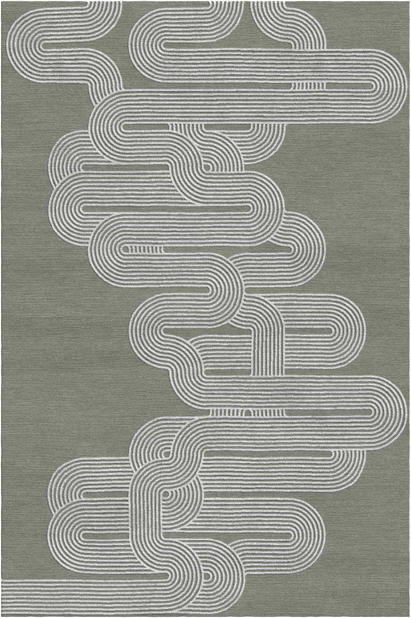Curve rug III by Giulio Brambilla
Dimensions: D 300 x W 200 x H 1.5 cm
Materials: NZ wool, bamboo silk
Available in other colors.

A striking design of strong visual impact by artist and architect Giulio Brambilla, this rug will make a