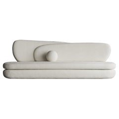 CURVE SOFA - Modern Layered Asymmetrical Sofa in Cream Boucle