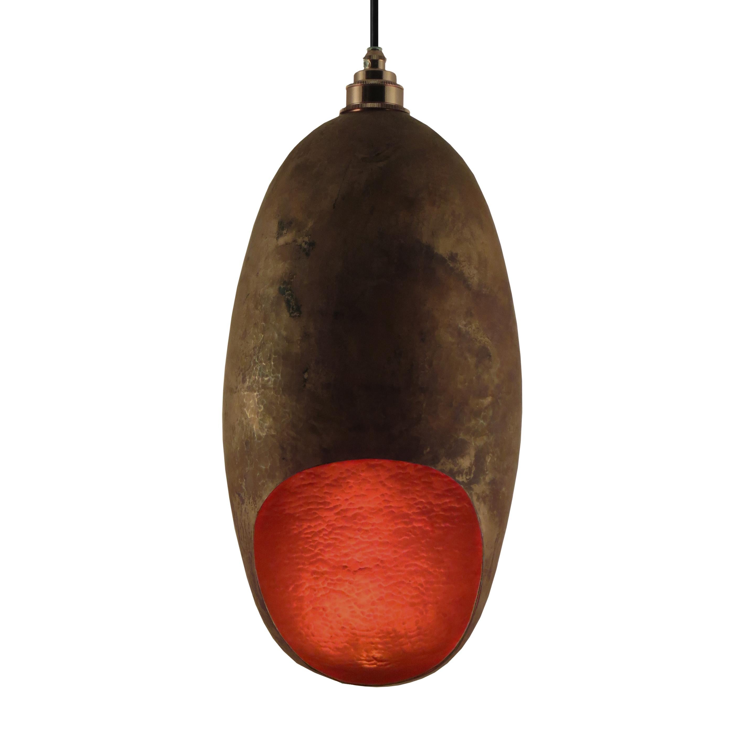 Minimalist Curveaceous Contemporary Solid Copper Pendant Lamp For Sale