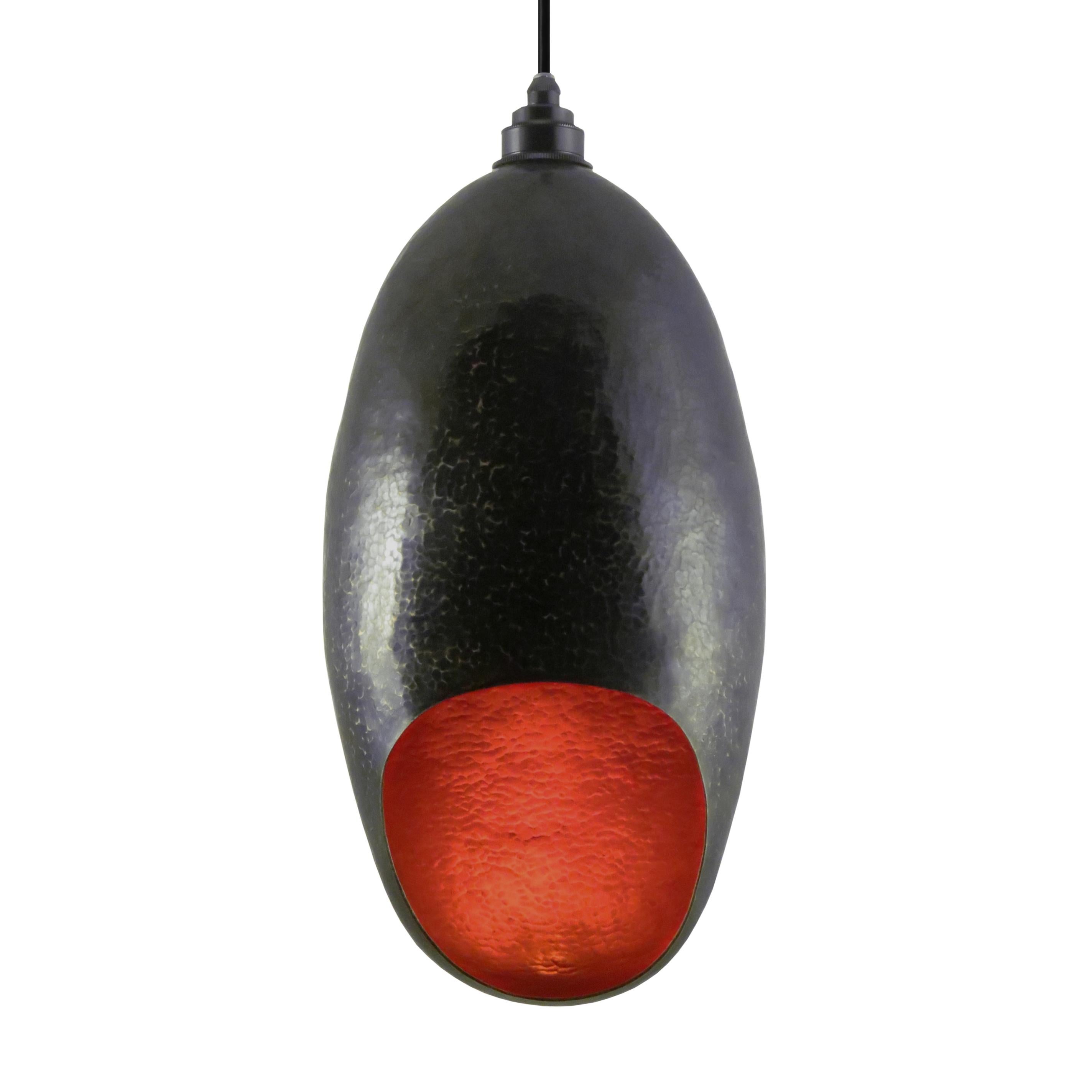 Mexican Curveaceous Contemporary Solid Copper Pendant Lamp For Sale