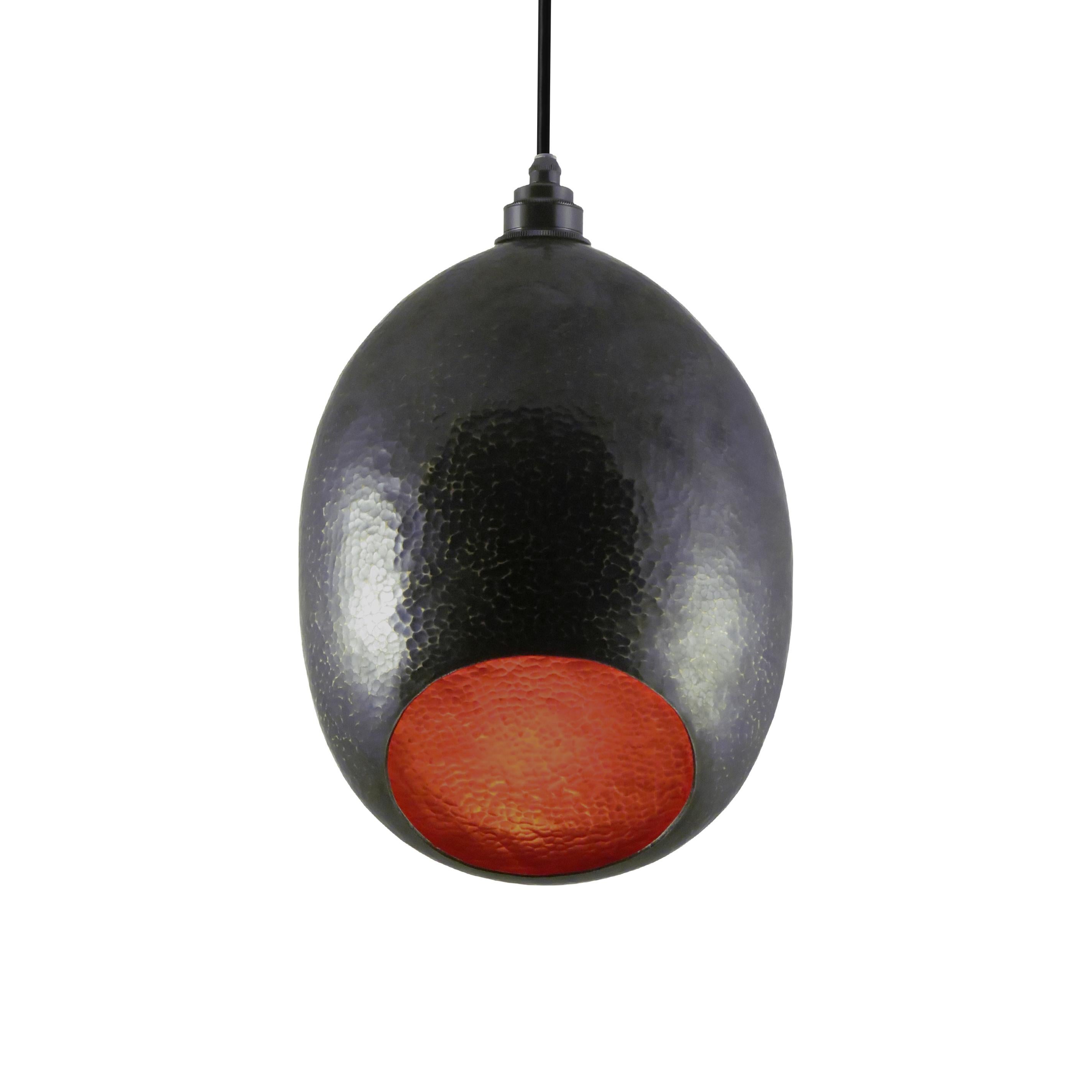Mexican Curveaceous Contemporary Solid Copper Pendant Lamp in Natural Finish For Sale