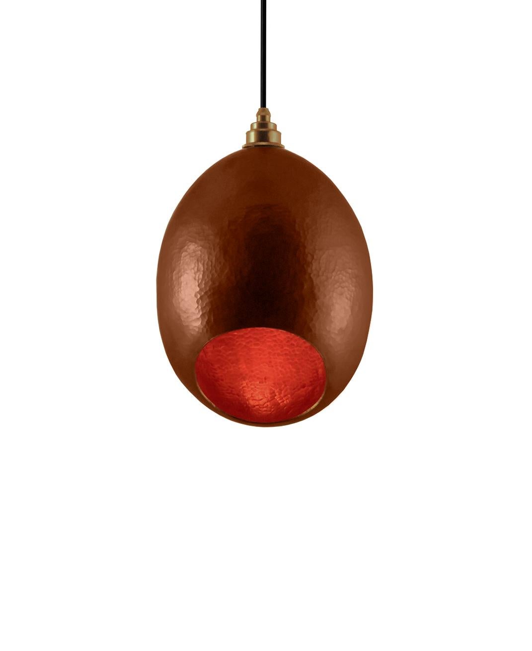 Curveaceous Contemporary Solid Copper Pendant Lamp in Natural Finish For Sale 1