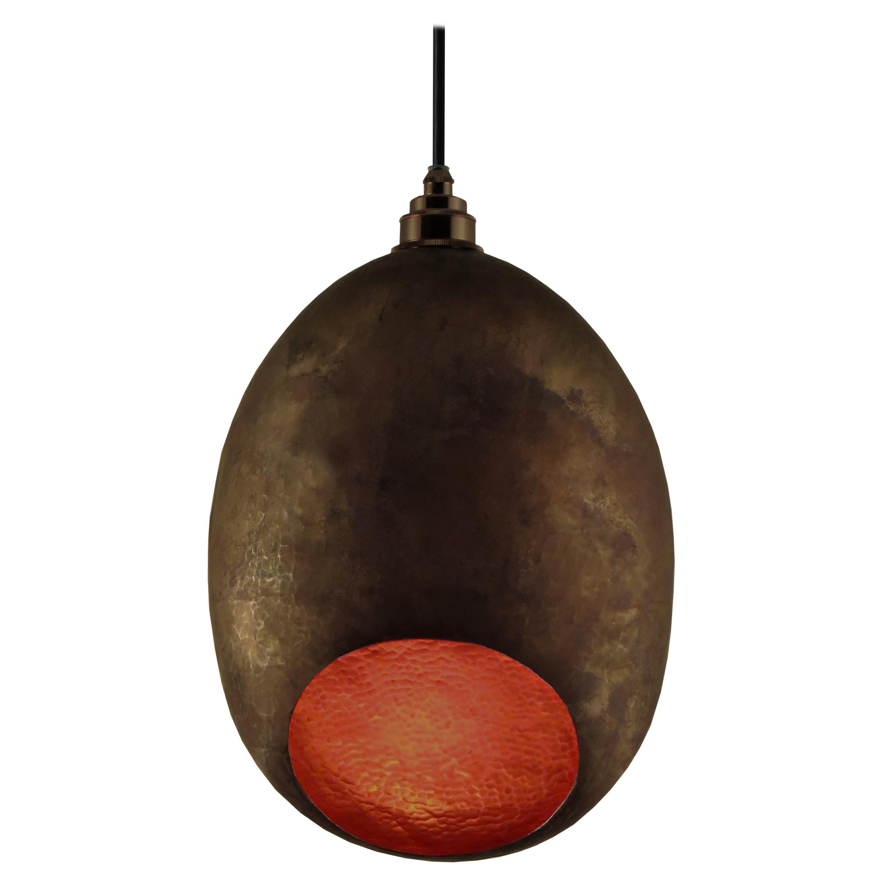 Curveaceous Contemporary Solid Copper Pendant Lamp in Natural Finish For Sale