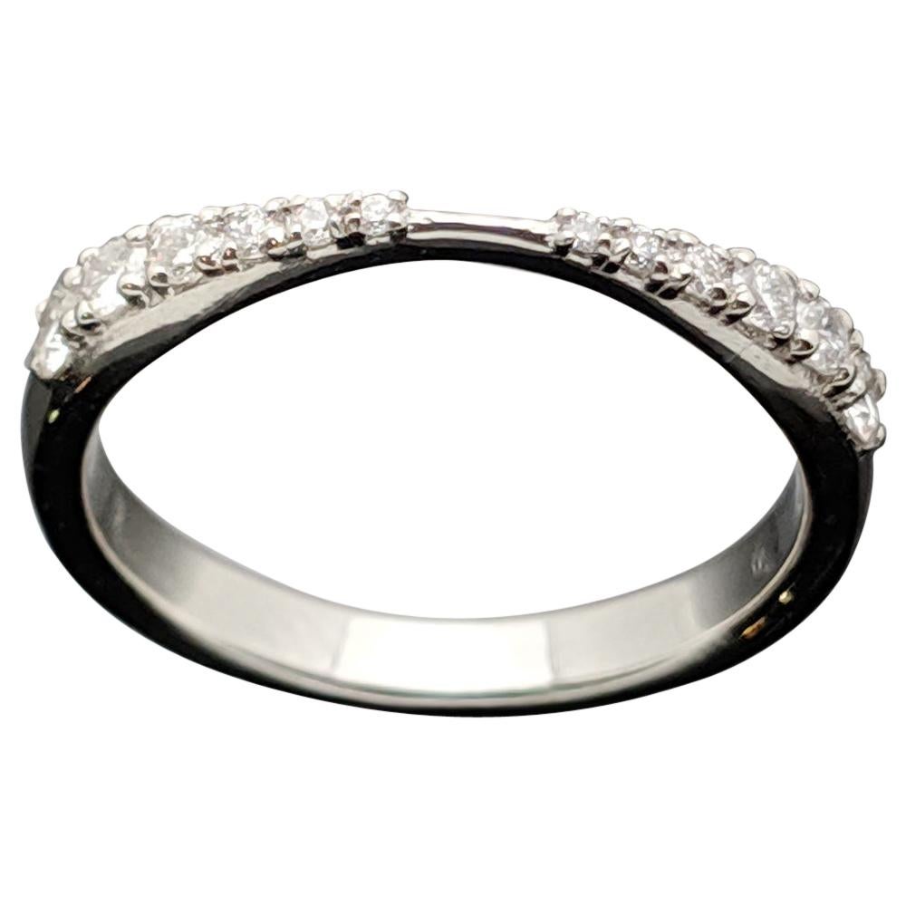 Curved 14 Karat White Gold Diamonds Band For Sale