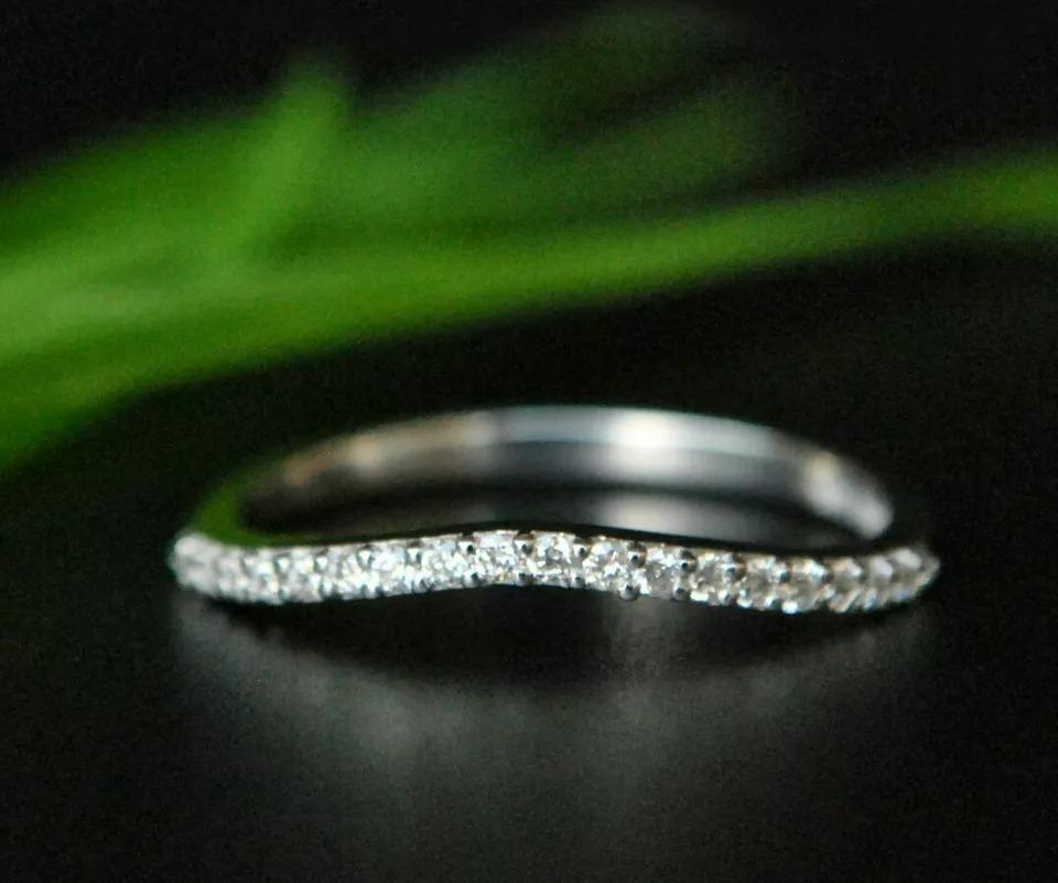 Curved Wedding Band 14k Gold Natural Diamond Engagement Ring Half Eternity Band
Light weight can be worn everyday

Additional information:
Condition: New with tags: A brand-new, unused, and unworn item (including handmade items) in the original
