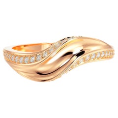 Bague courbe en or 14k avec moissanites