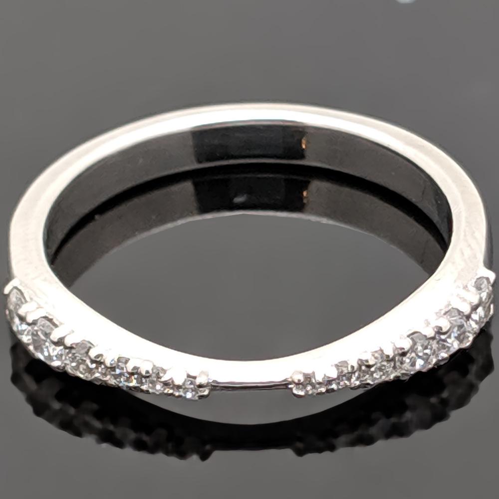 Women's Curved 14 Karat White Gold Diamonds Band For Sale