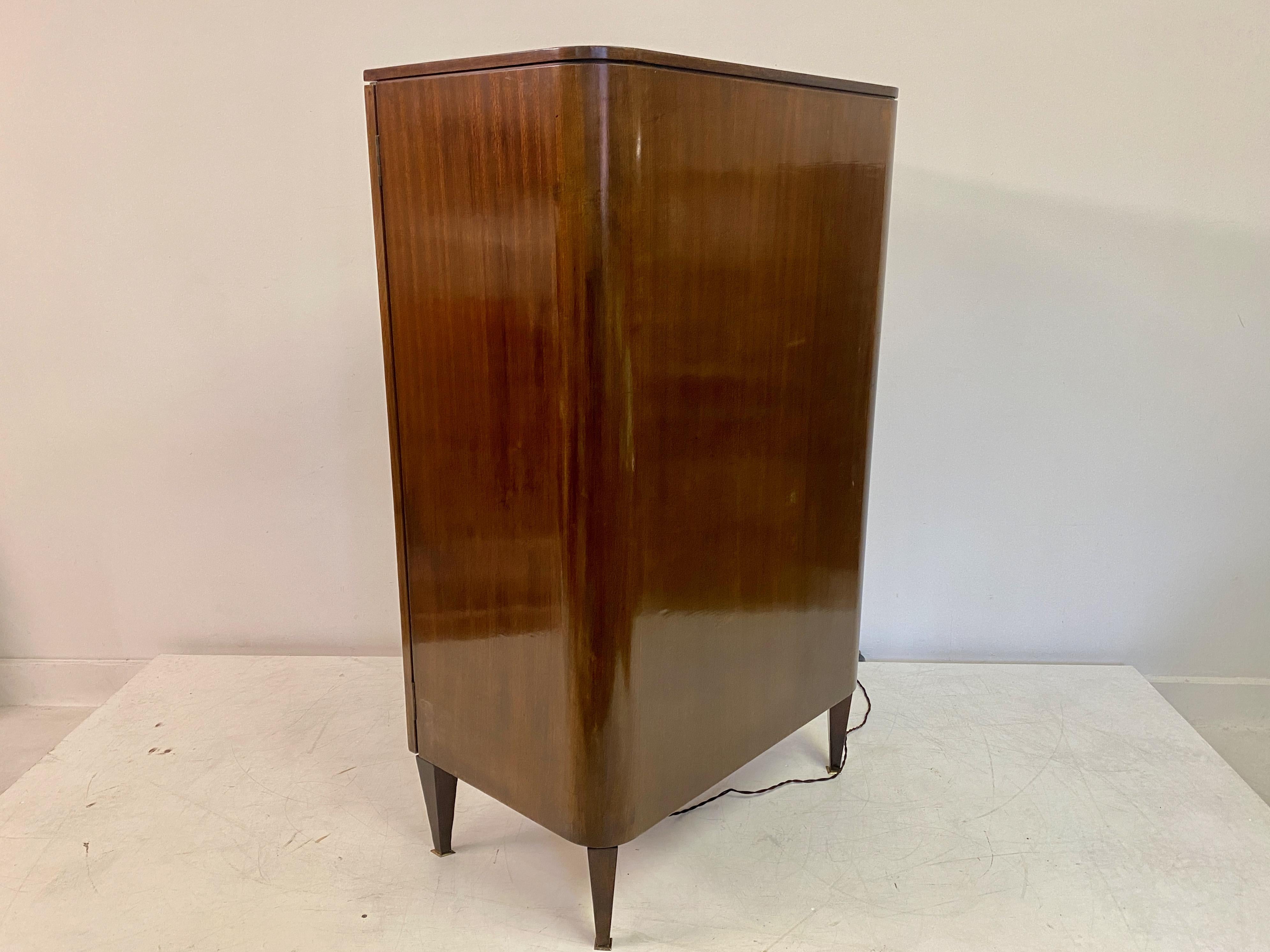 Curved 1950S Italian Drinks Cabinet With Chequerboard Front 6