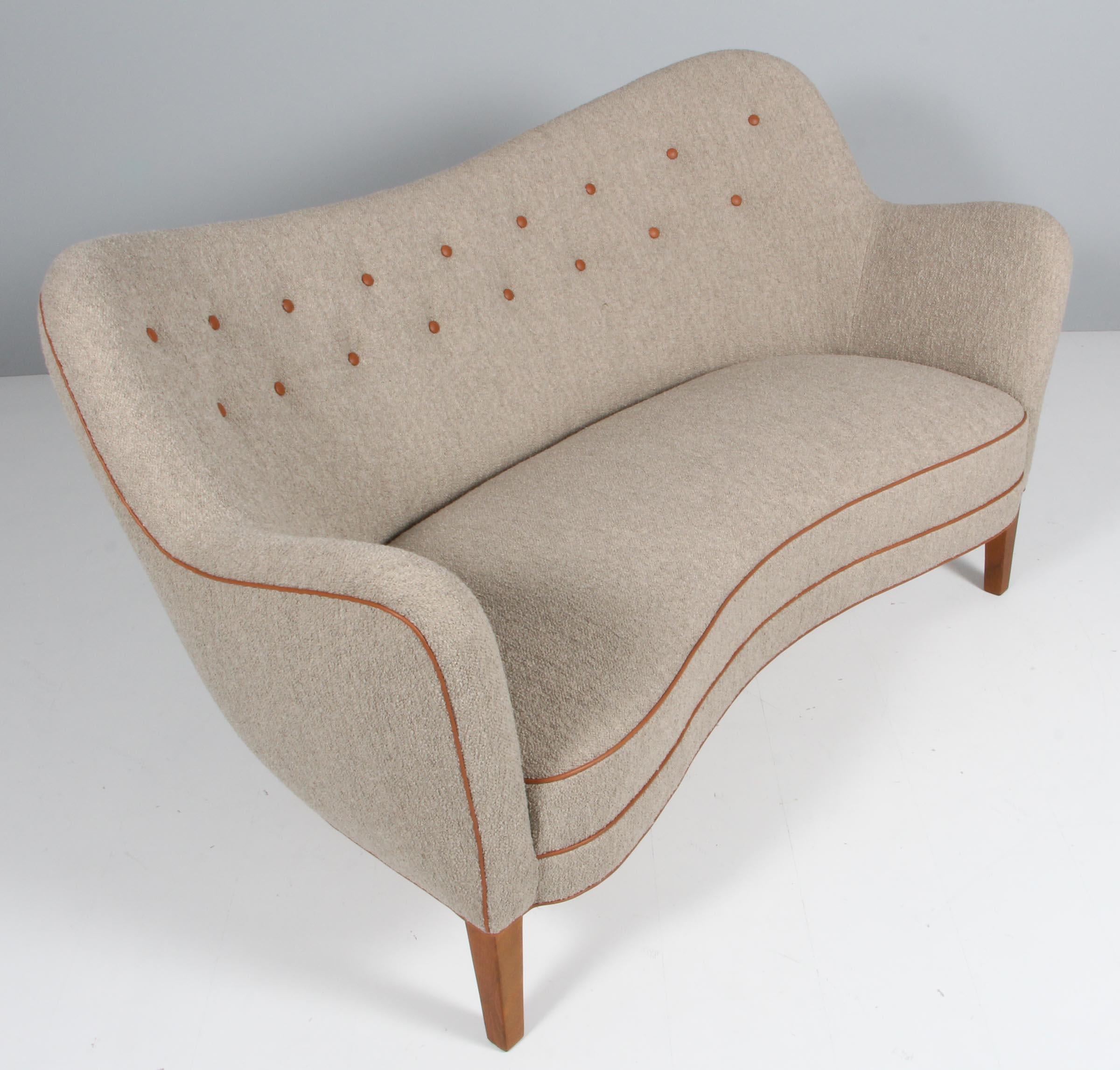 Scandinavian Modern Curved 1950s Scandinavian Sofa or Loveseat, Model 185, Slagelse, Denmark, 1950s