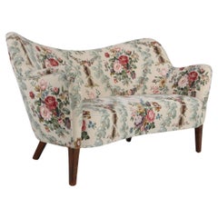 Curved 1950s Scandinavian Sofa or Loveseat, Model 185, Slagelse, Denmark, 1950s