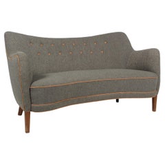 Curved 1950s Scandinavian Sofa or Loveseat, Slagelse, Denmark, 1950s