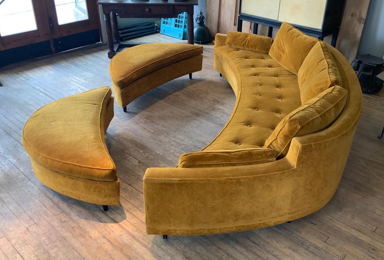 Curved 1950s Sofa and Ottomans by Harvey Probber at 1stDibs