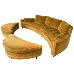 Curved 1950s Sofa and Ottomans by Harvey Probber