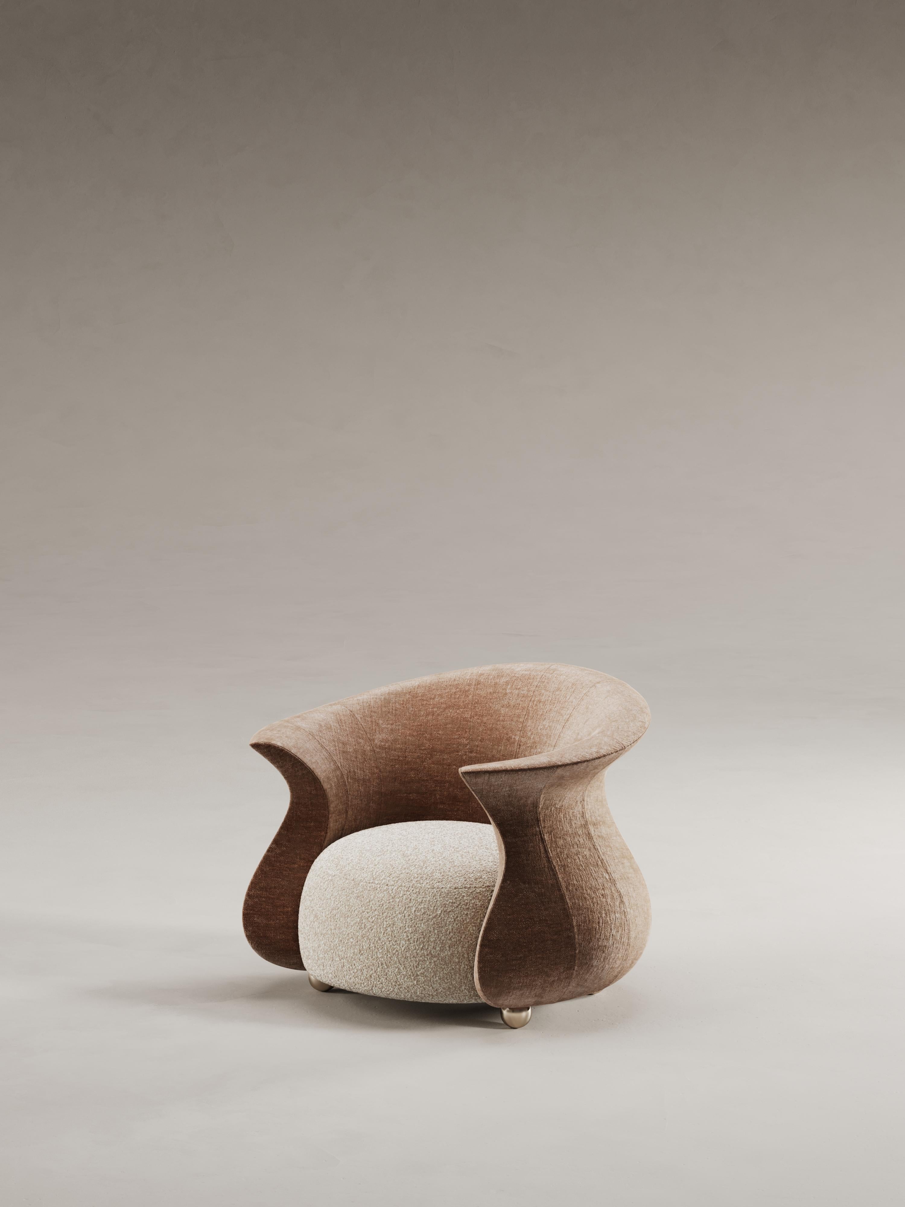 European Mid Century Handmade Curved Amphora Armchair For Sale
