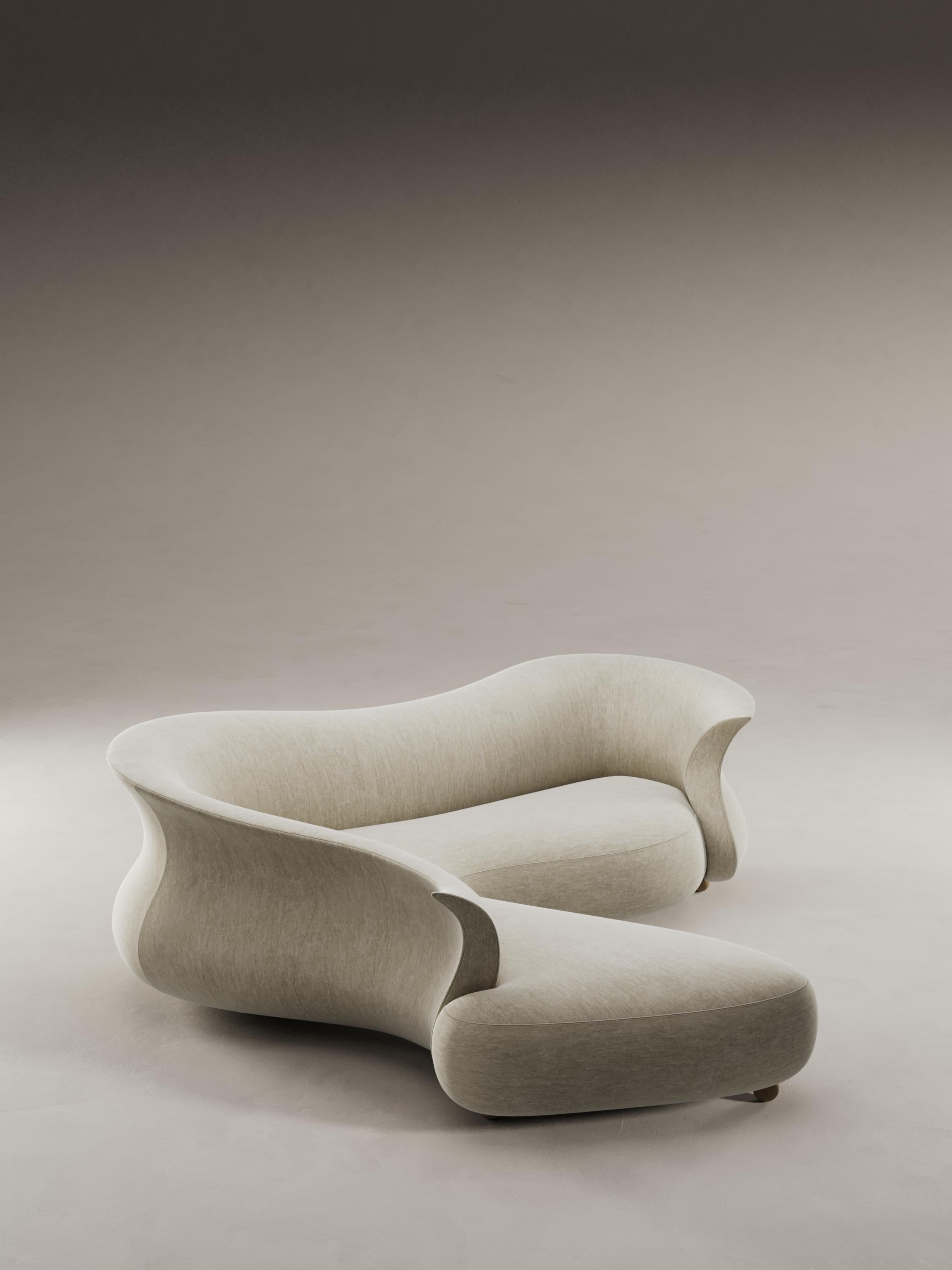 Modernist Contemporary Sculptural Handmade Curved Amphora Corner Sofa For Sale 5