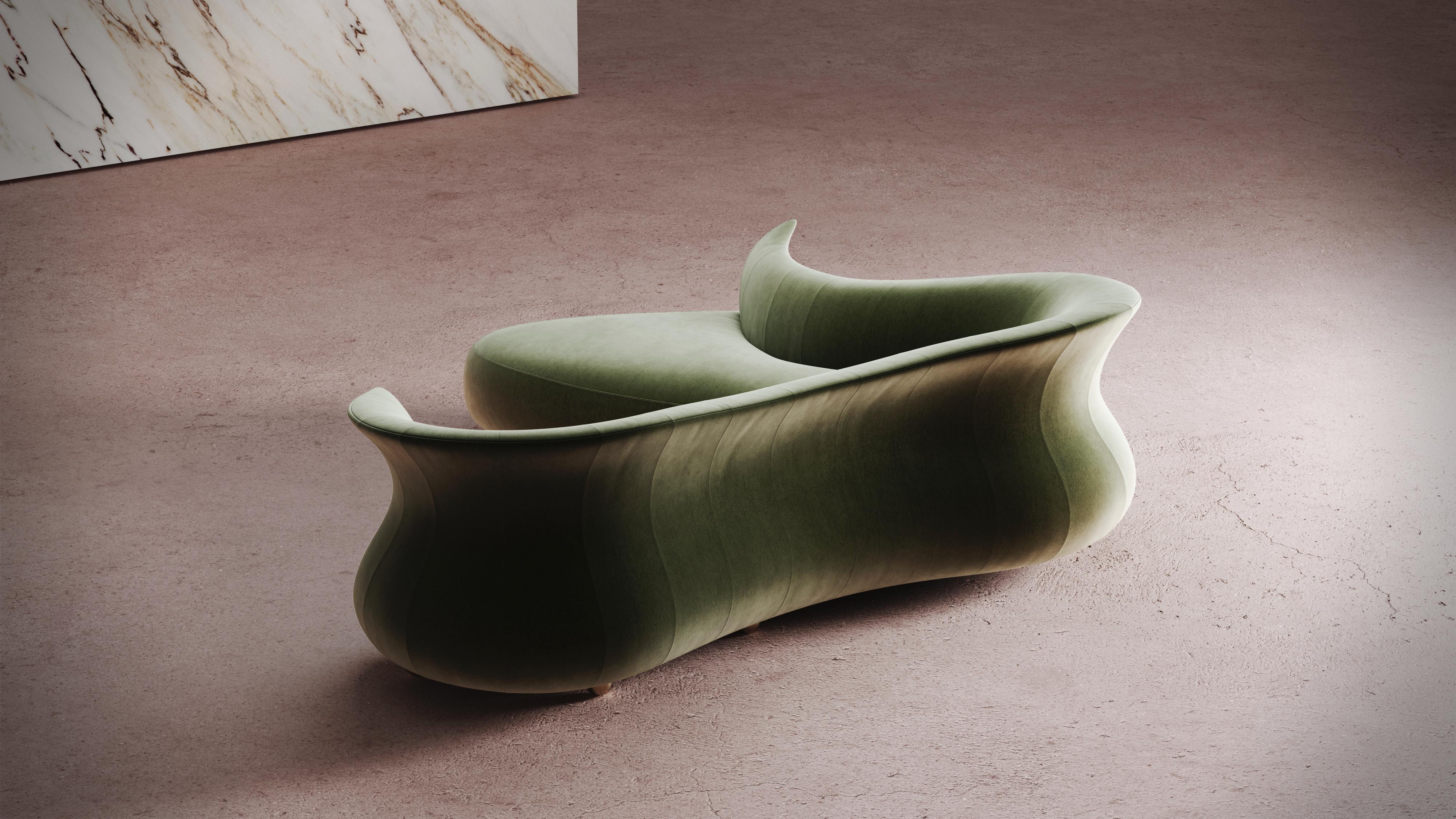Mid-Century Modern Modernist Contemporary Sculptural Handmade Curved Amphora Corner Sofa For Sale