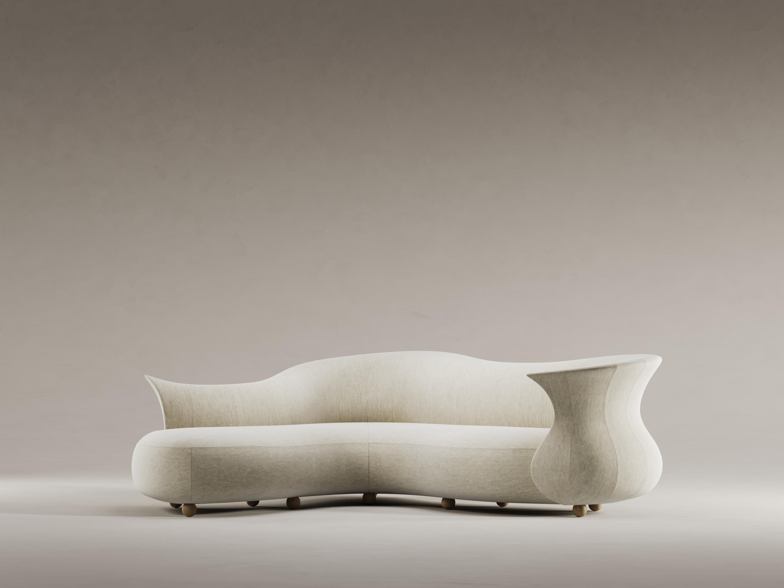 Modernist Contemporary Sculptural Handmade Curved Amphora Corner Sofa For Sale 1