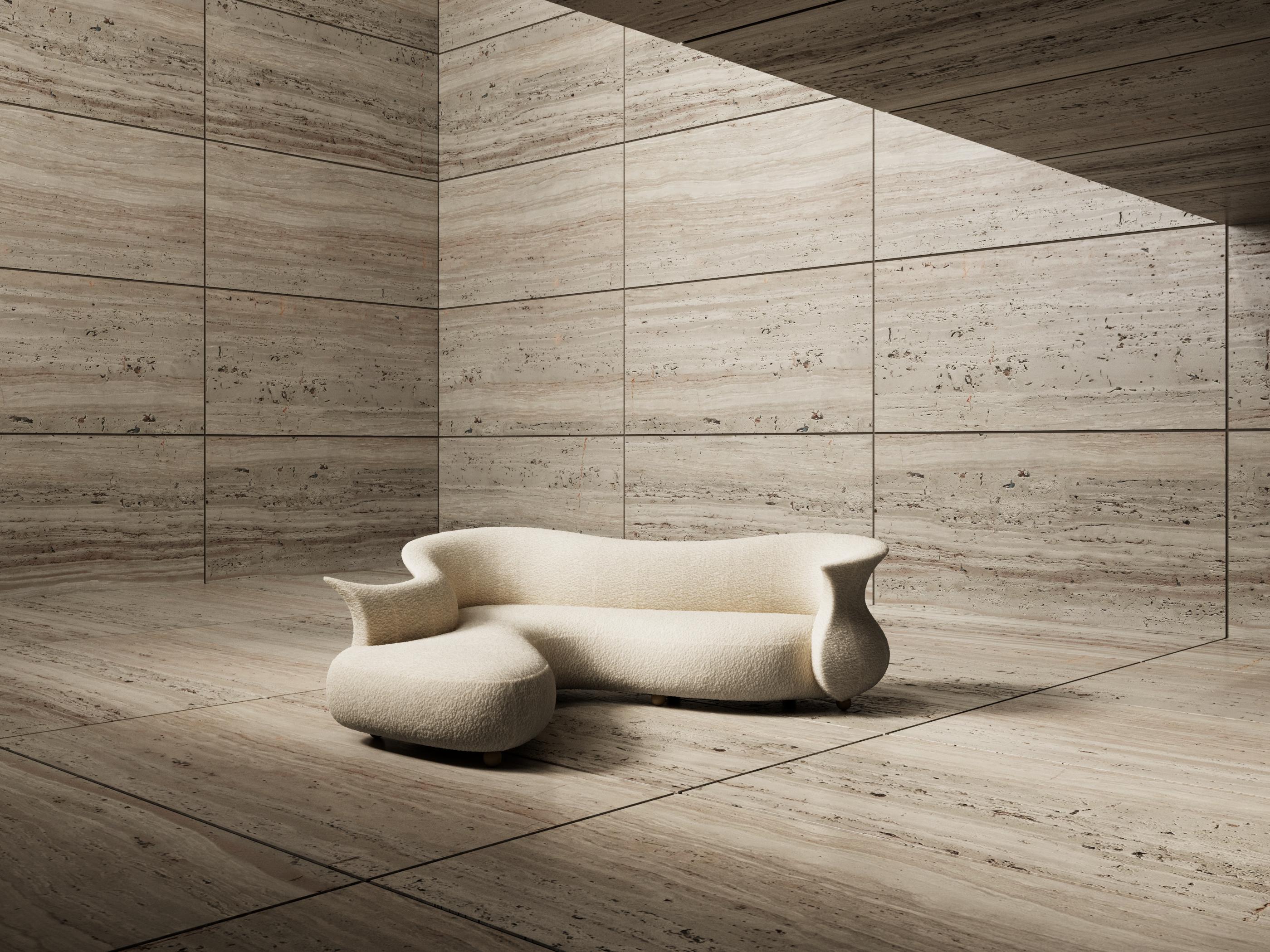 Modernist Contemporary Sculptural Handmade Curved Amphora Corner Sofa For Sale 2