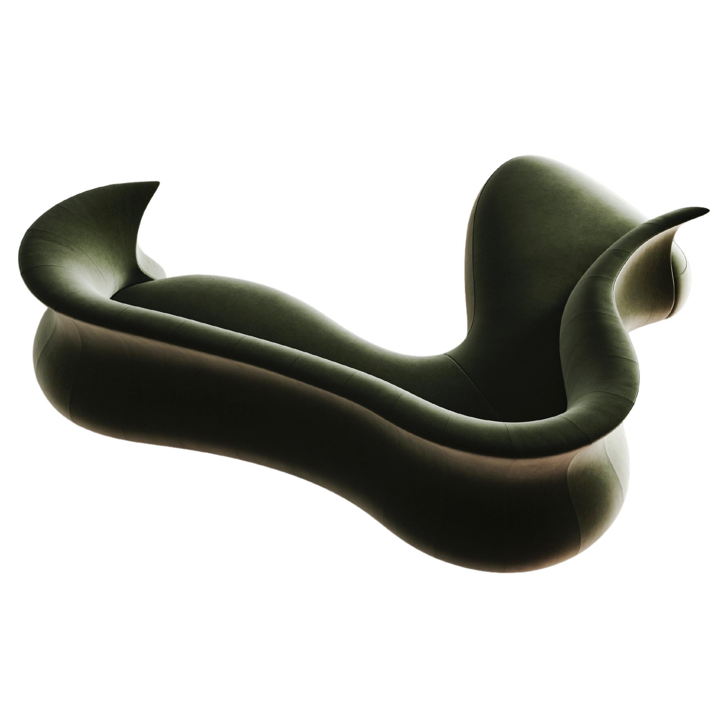 Modernist Contemporary Sculptural Handmade Curved Amphora Corner Sofa For Sale
