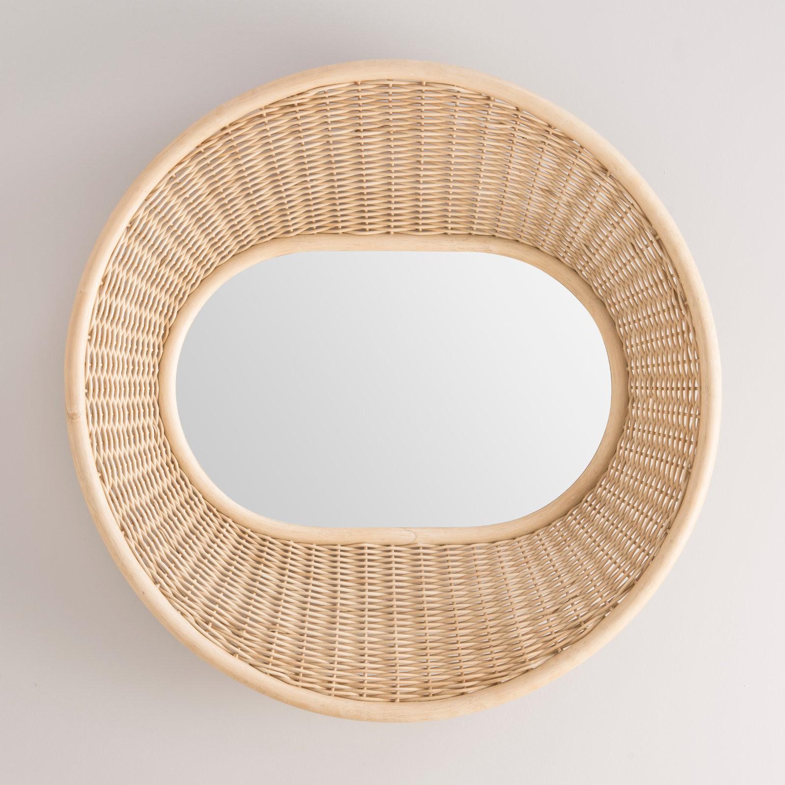 Gebogener Rattanspiegel mit geschwungenem Design (Moderne)