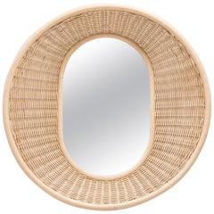 Curved and Design Rattan Mirror