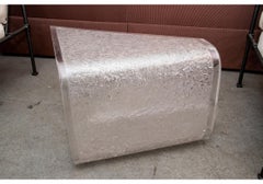 Curved and Frosted Lucite Side Or Coffee Table