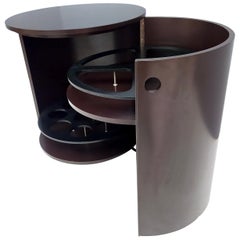 Curved and Lacquered Beech Bar Cabinet with Casters, Italy, 1970s