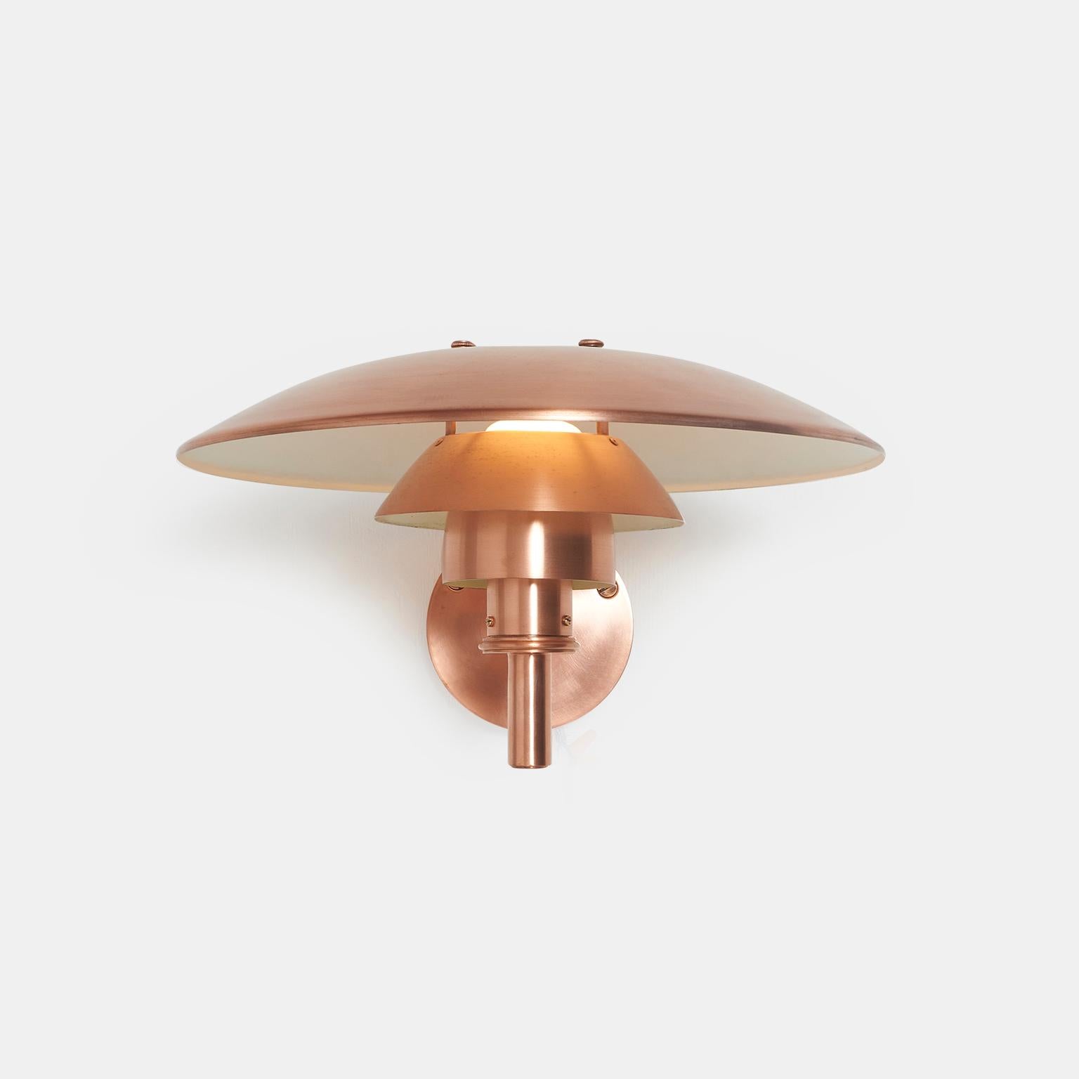 Modern Curved Arm PH 4½/3 Copper Sconce by Poul Henningsen For Sale