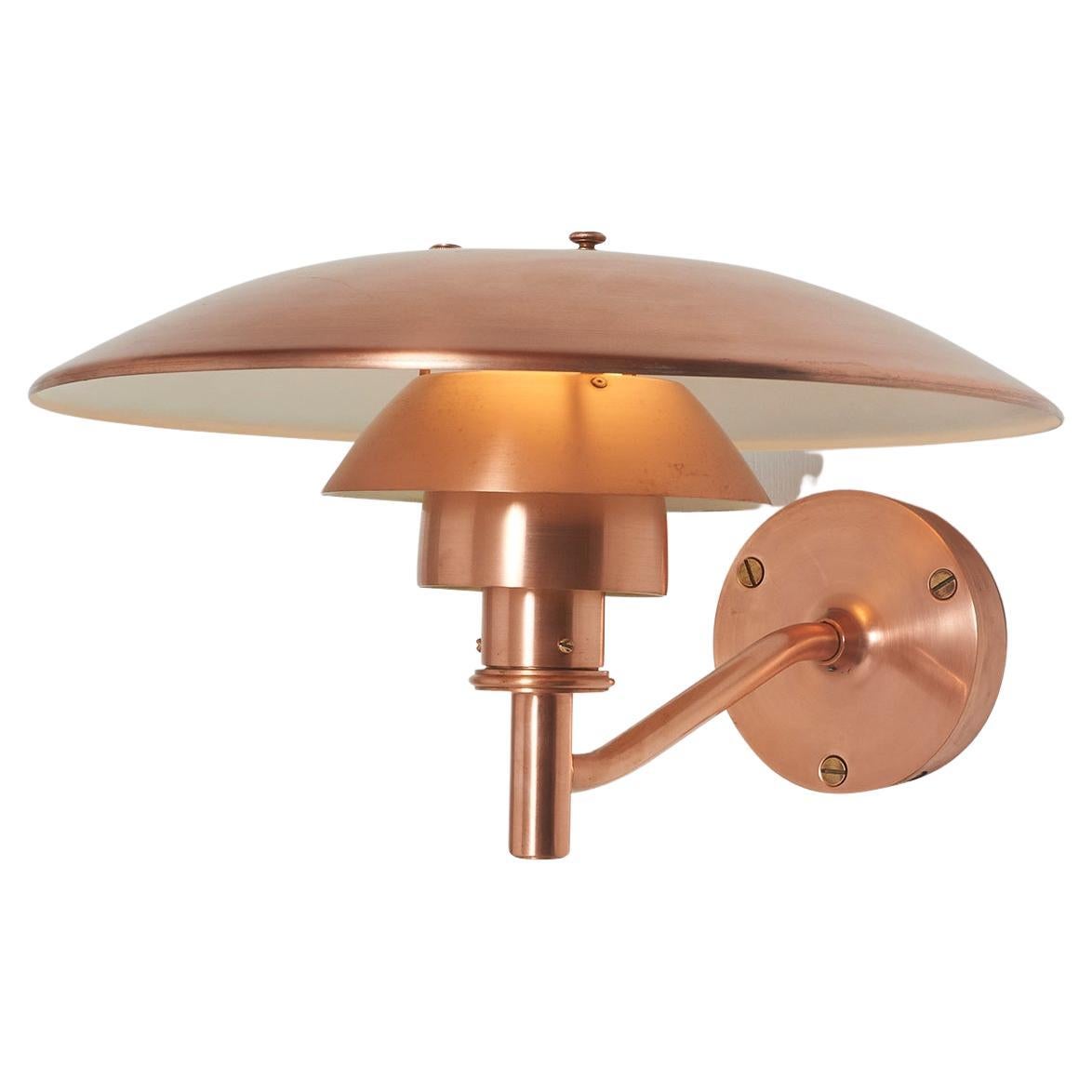 Curved Arm PH 4½/3 Copper Sconce by Poul Henningsen For Sale