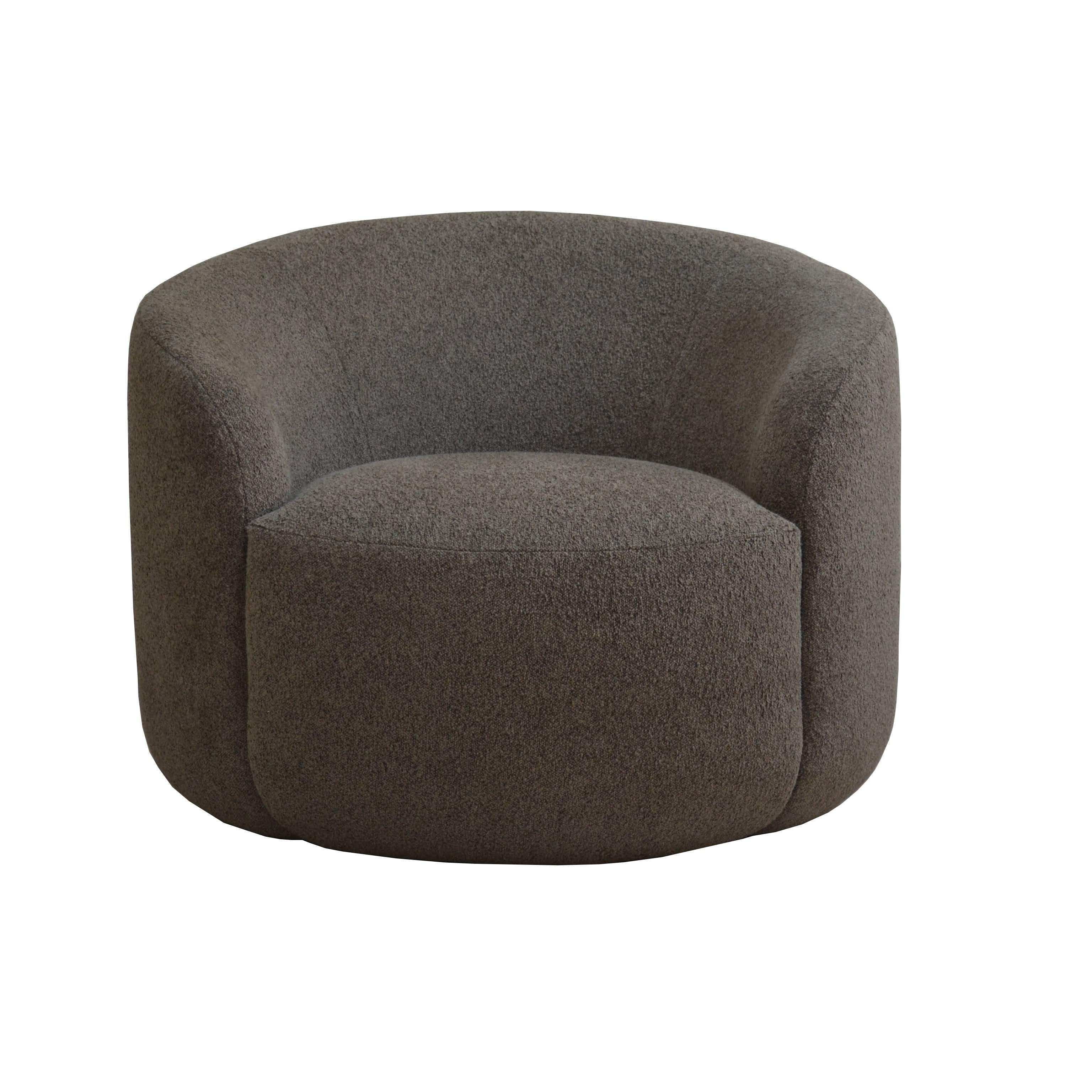 Modern Curved Armchair 'Cottonflower' in Marrone Fabric For Sale