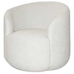 Curved Armchair 'Cottonflower' in White Fabric