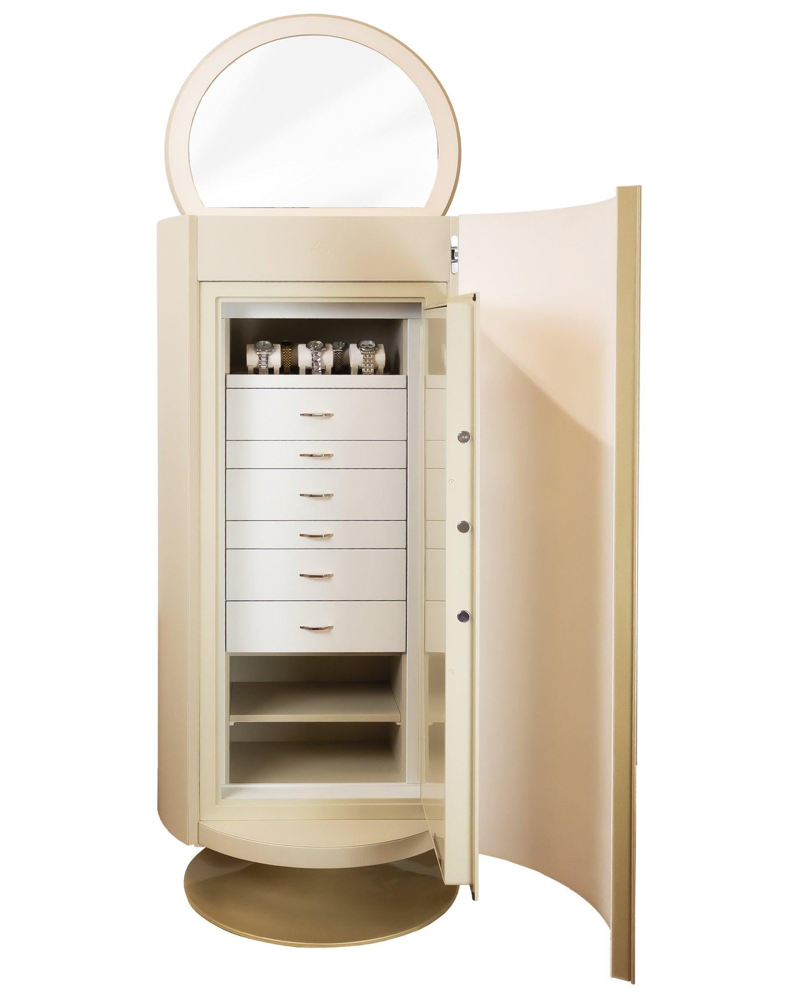 Tedesco Armoire curvo con pelle filettata a mano in vendita