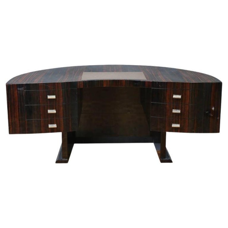 Curved Art Deco French Office Desk For Sale at 1stDibs