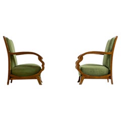 Curved art deco lounge chairs, Italy 1930s