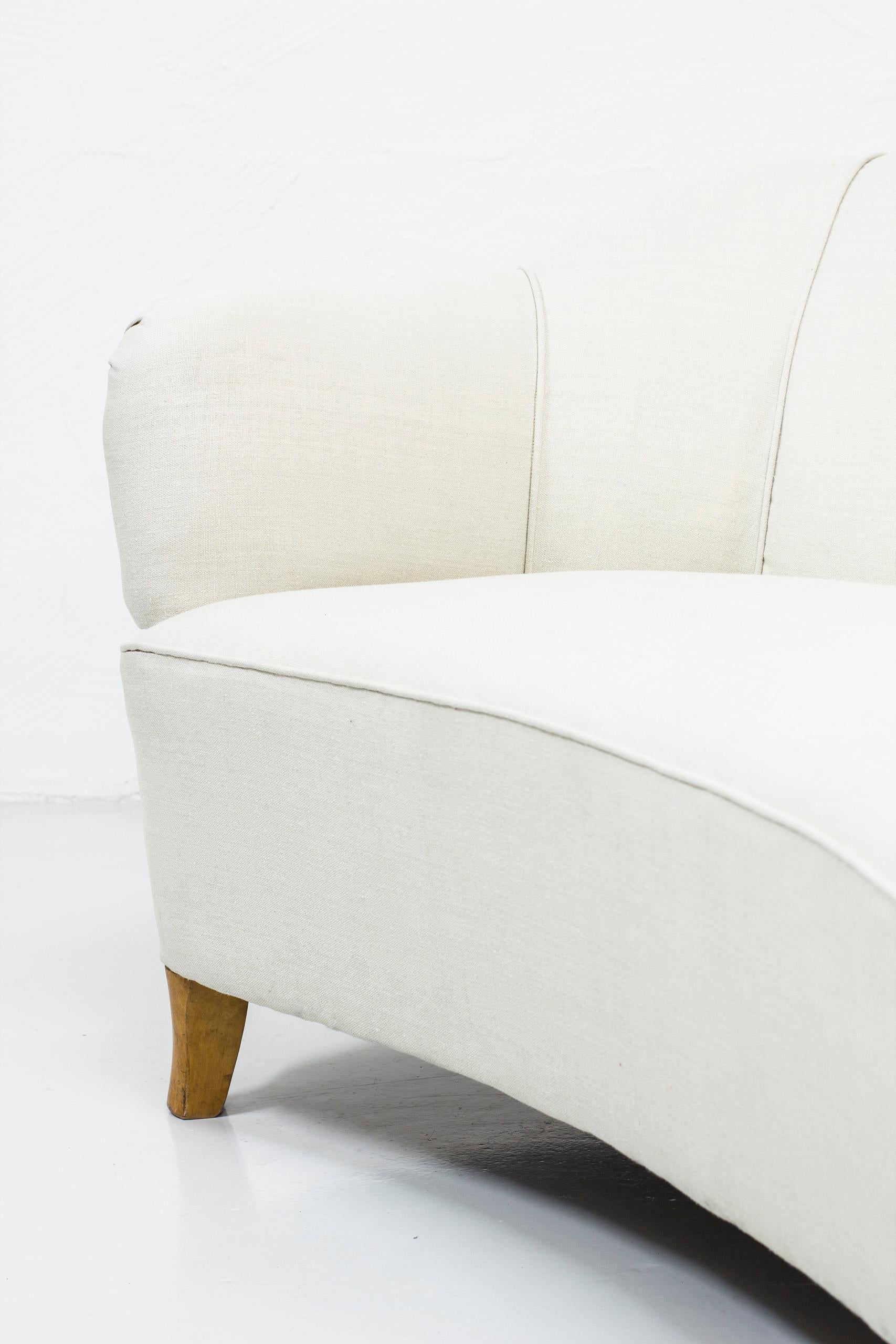 Curved Art Deco Sofa Attributed to Otto Schulz and Boet, Sweden, 1930s 4