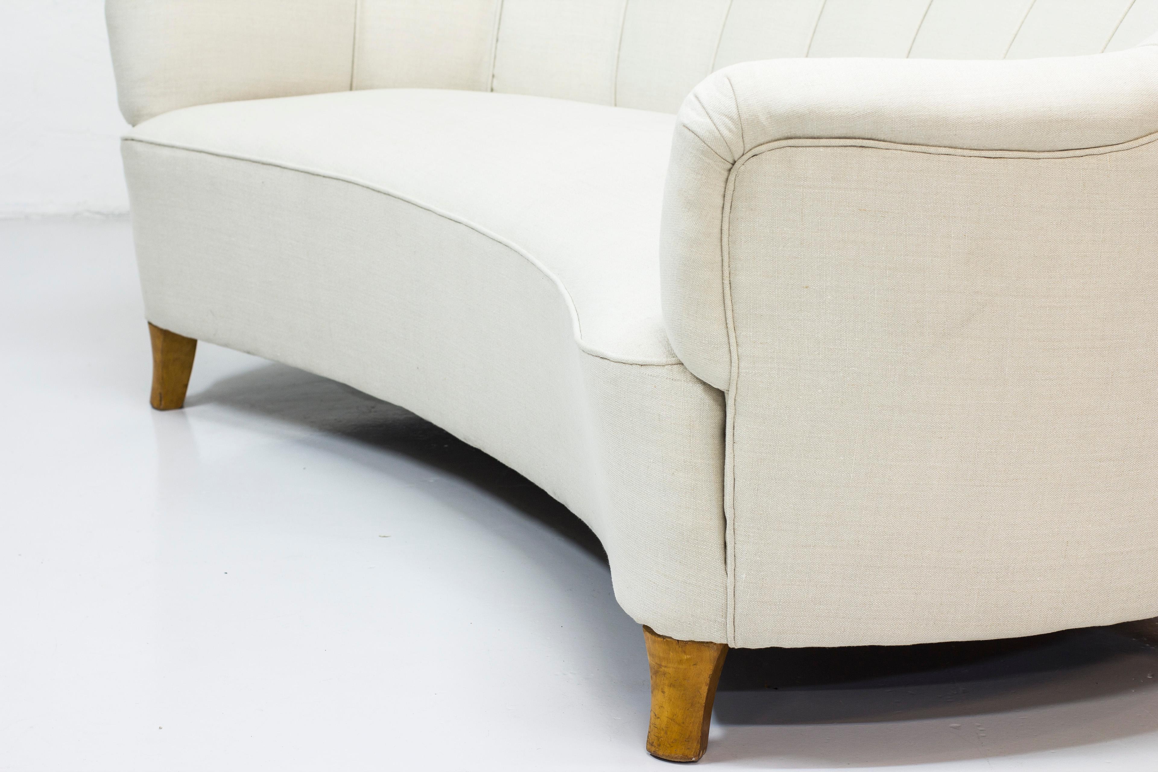 Curved Art Deco Sofa Attributed to Otto Schulz and Boet, Sweden, 1930s 5