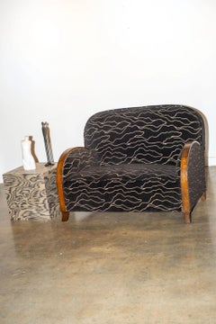 Curved Back Art Deco Loveseat with New Upholstery