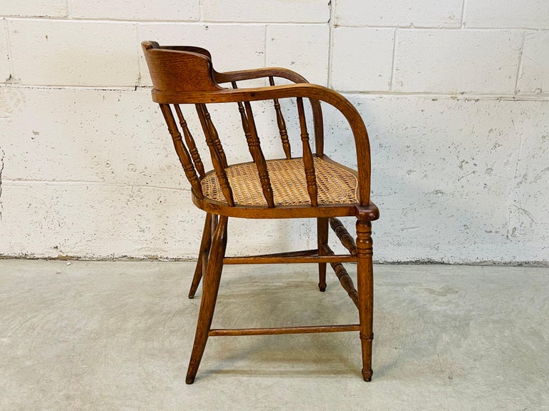Curved Back Barrel Style Oak Wood Chair For Sale at 1stDibs