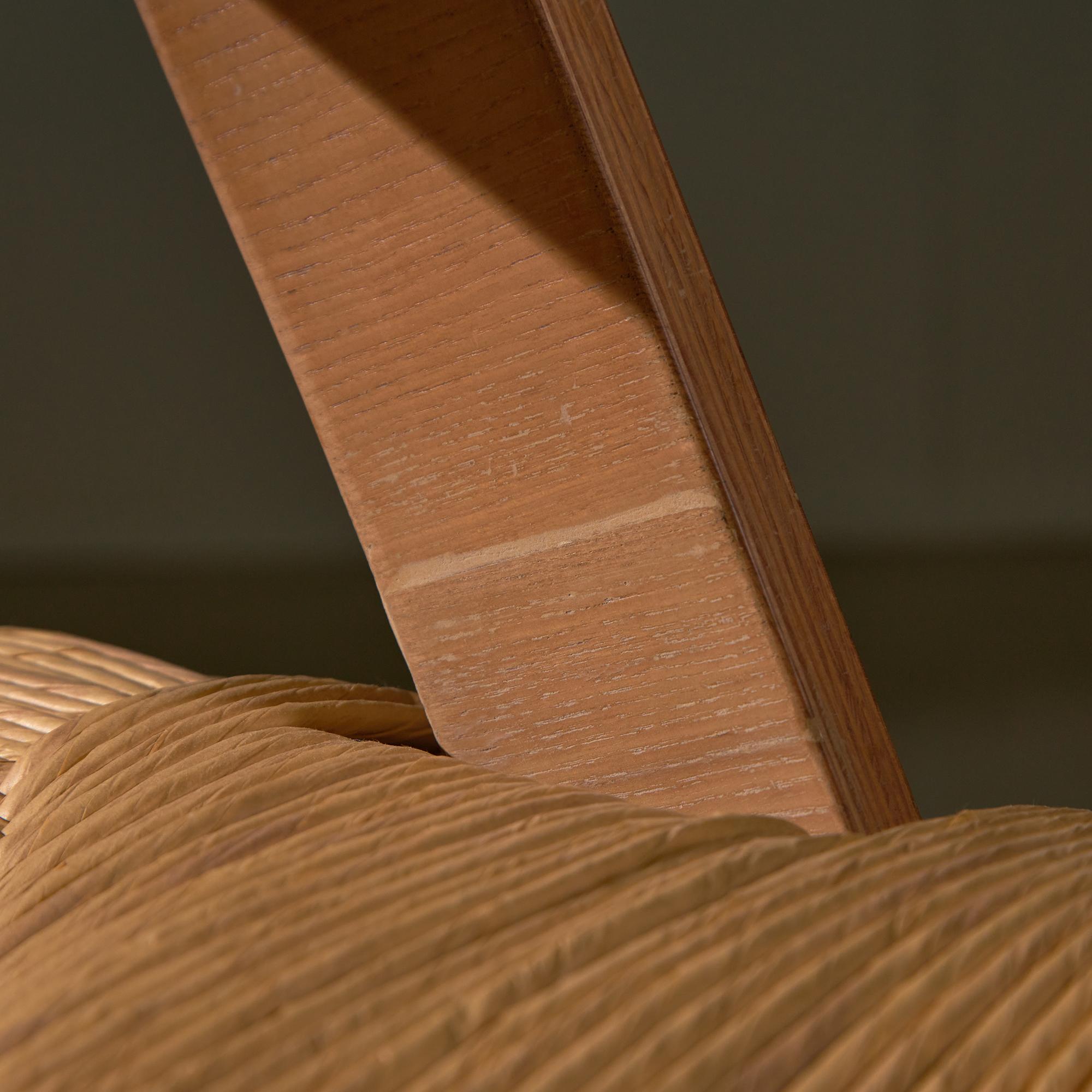 Curved Backrest Wooden and Wicker Chair 5