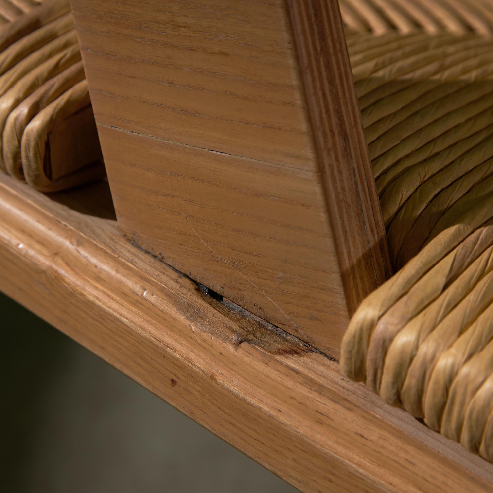 Curved Backrest Wooden and Wicker Chair 7