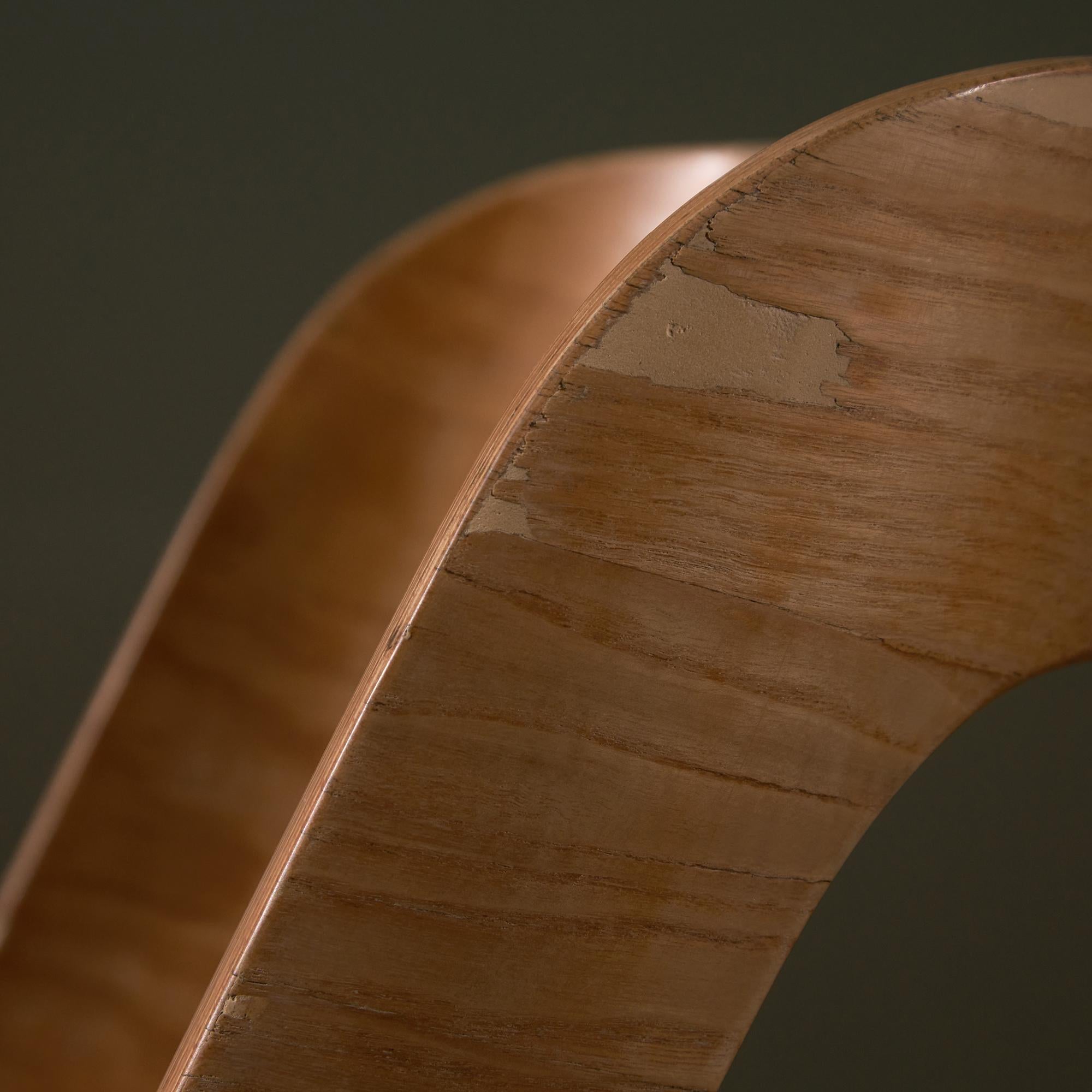 Curved Backrest Wooden and Wicker Chair 11