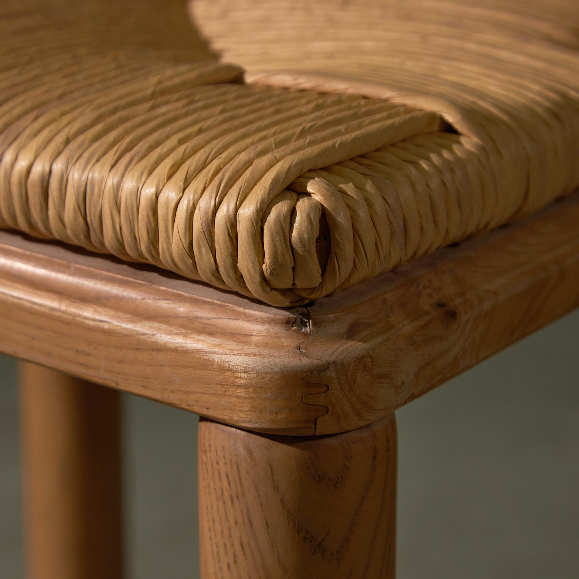 Curved Backrest Wooden and Wicker Chair 4