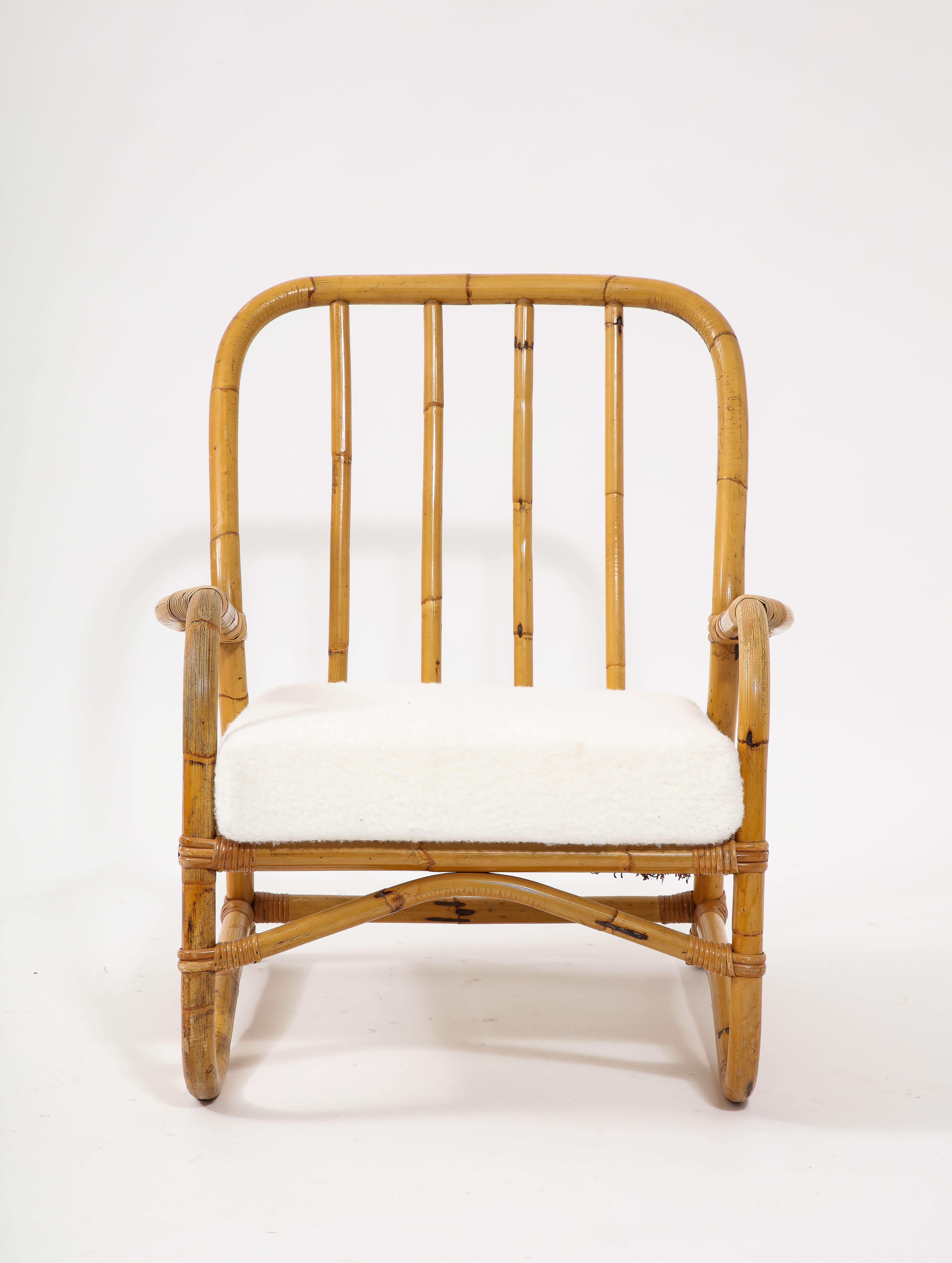 Paire de fauteuils en bambou courbés de style Louis Sognot, France, années 1950 en vente 6