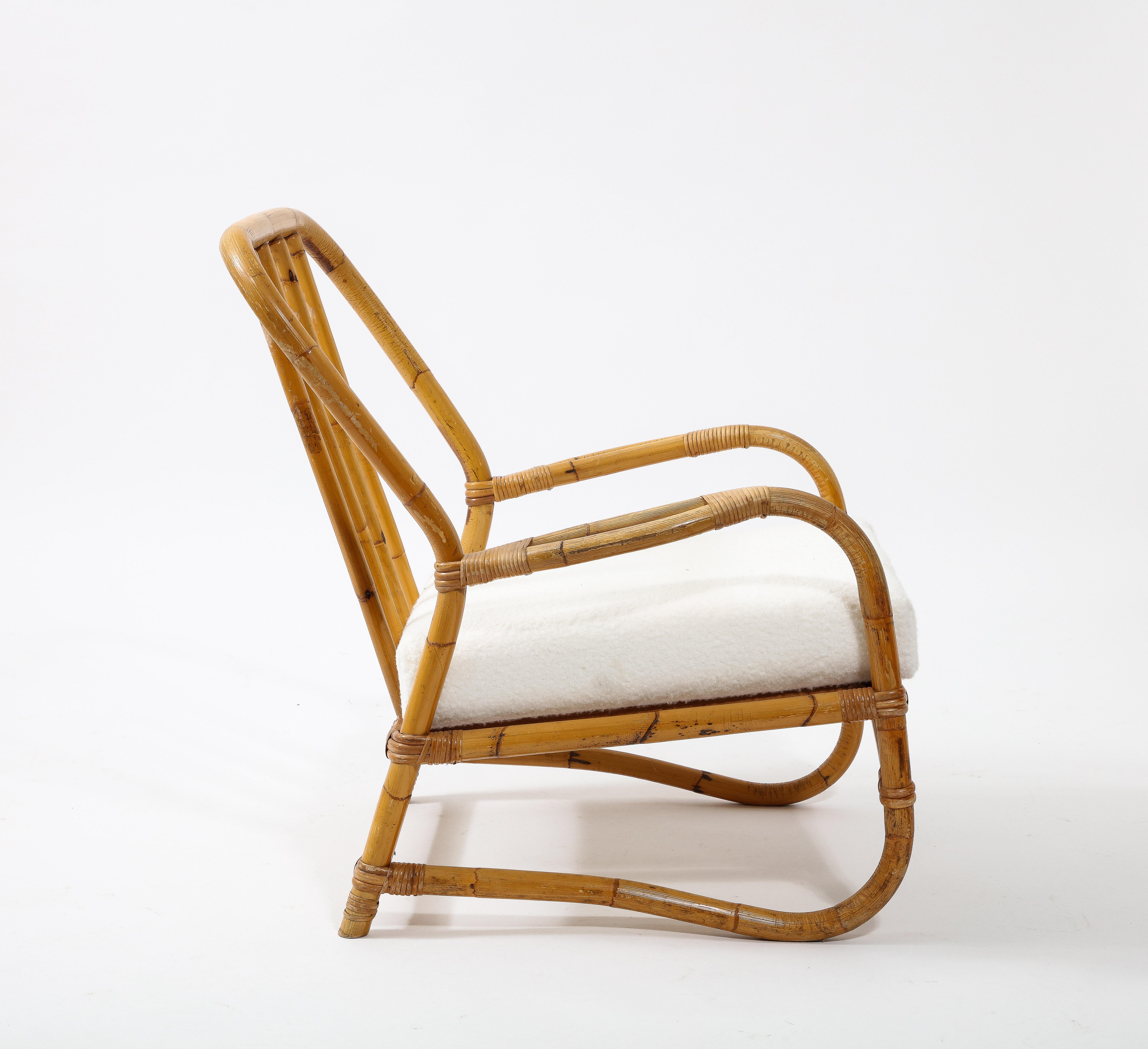 Paire de fauteuils en bambou courbés de style Louis Sognot, France, années 1950 en vente 8